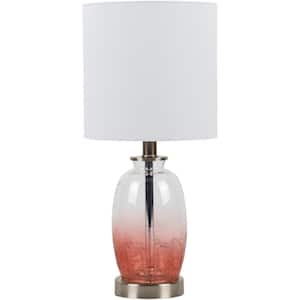 Ukalo 20 in. Red/Clear Indoor Table Lamp with White Drum Shaped Shade