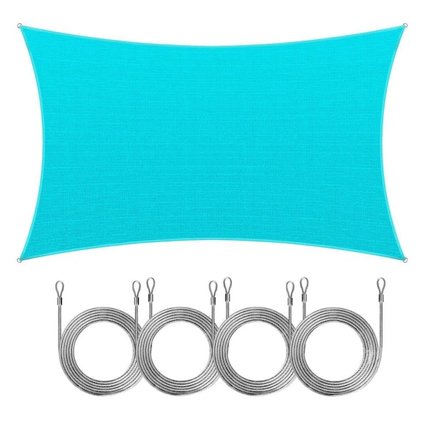 AMGO 8 ft. x 12 ft. Rectangle Sun Shade Sail with Rope-Turquoise