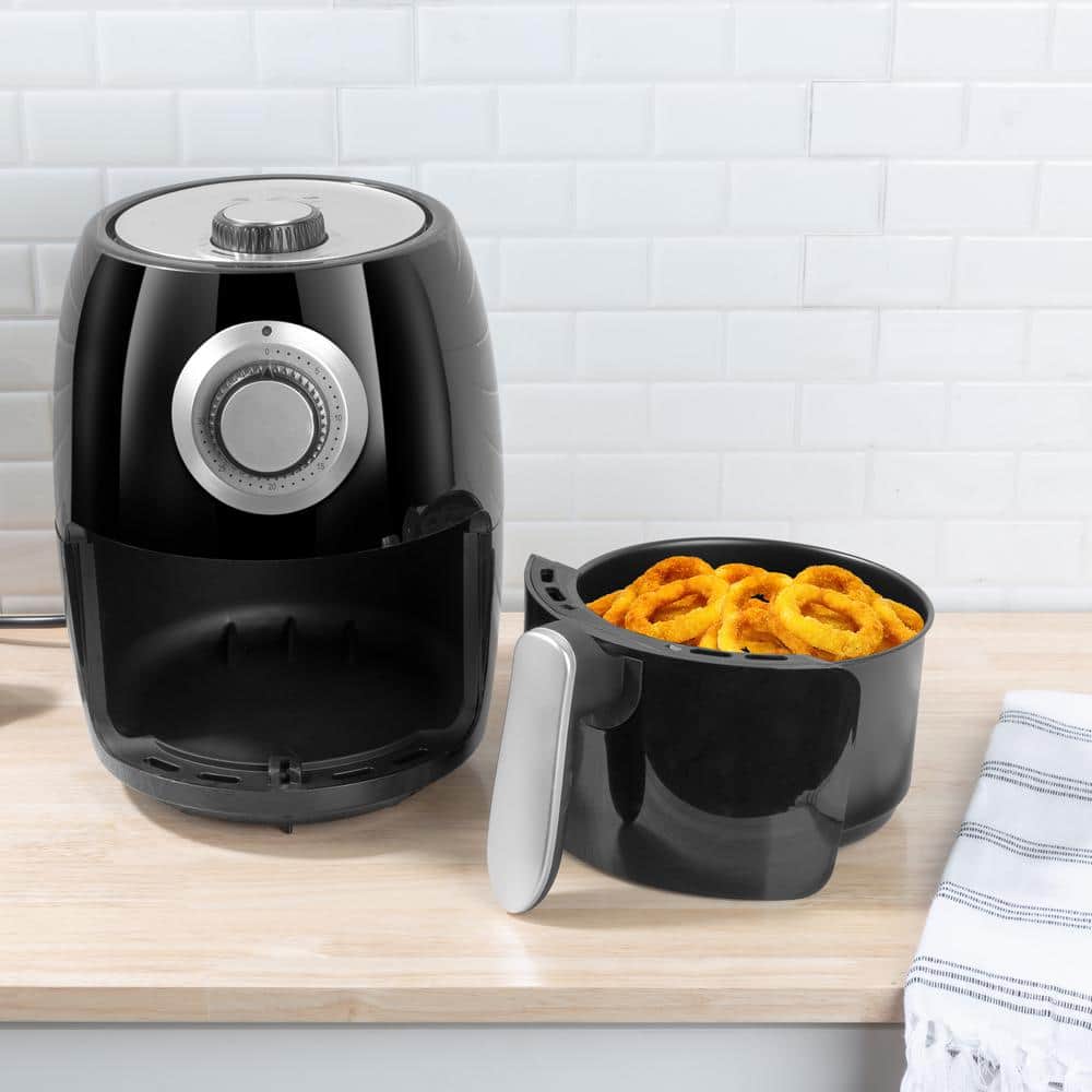 Compact Black 2.3-Quart Electric Air Fryer with Nonstick Interior