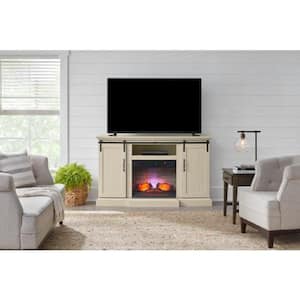 Kerrington 60 in. W Freestanding Media Console Electric Fireplace TV Stand in Weathered Ivory