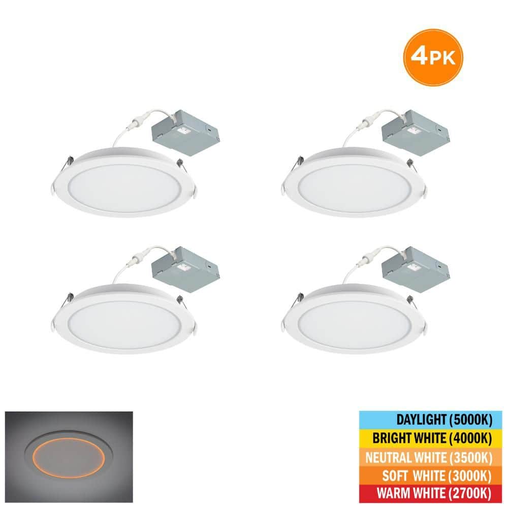 6 in. Canless Downlight Integrated LED Recessed Light Trim Inner Ring Facing Night Light Feature Adjustable CCT (4-Pack) price history on PriceWatchPro