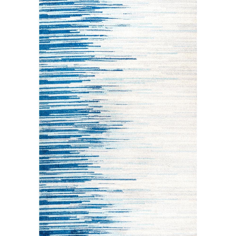 Linear Modern Half-Stripe Blue/Cream 3 ft. x 5 ft. Area Rug price history on PriceWatchPro