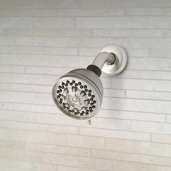 6-Spray Pattern with 1.8 GPM 3.5 in. Single Wall Mount Fixed Adjustable Shower Head in Brushed Nickel