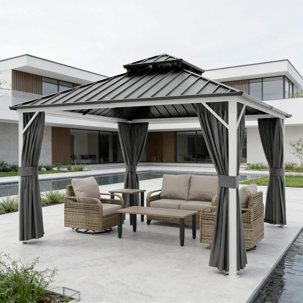 Shade Graphix 12 ft. W x 12 ft. D Hardtop Gazebo 2-Tier Heavy-Duty