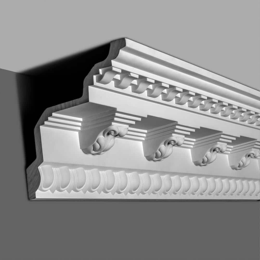 6 in Long White Primed Polyurethane Crown Moulding Sample