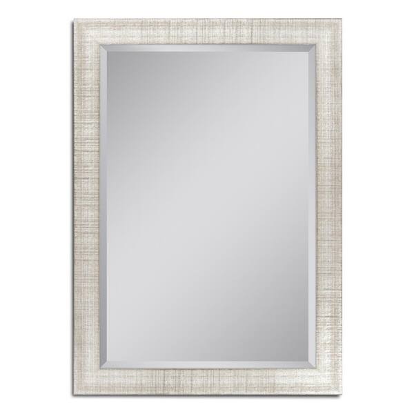 Deco Mirror 30 in. W x 42 in. H Textured Mesh Wall Mirror in Platinum