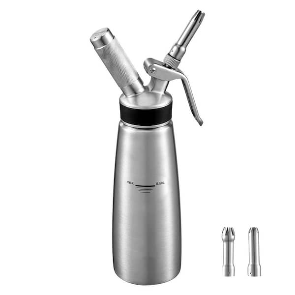 Professional 304 Stainless Steel Whipped Cream Dispenser 500ml, Whip Cream Canister with 3 Decorating Nozzles 16.91 oz.