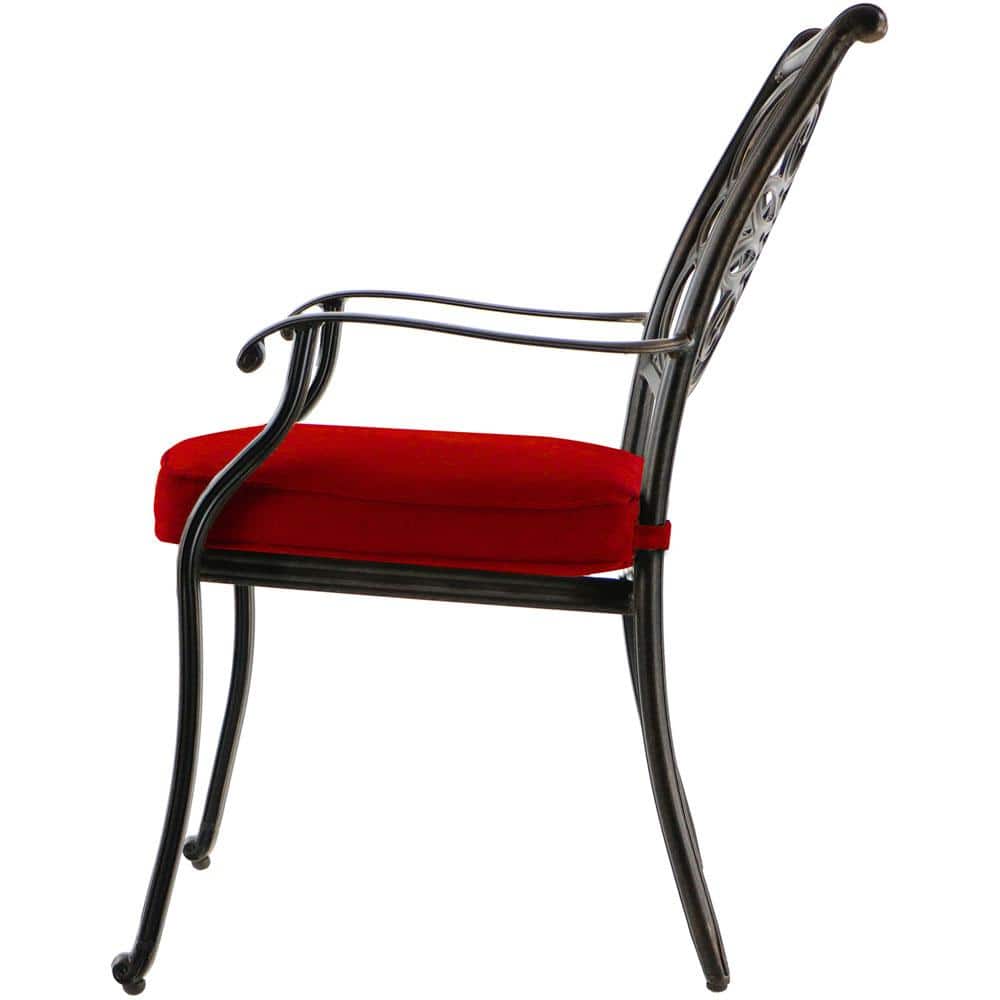 Hanover 60-Inch Cast-Top Red 7-Piece Dining Set
