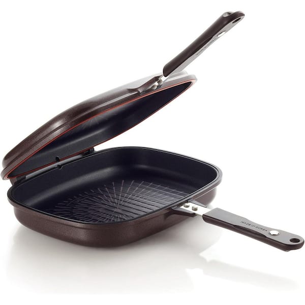 Titanium Nonstick Double Pan Gray Nonstick Surface Flip Cook Either Side Juicy Tender Food Electric Gas Set