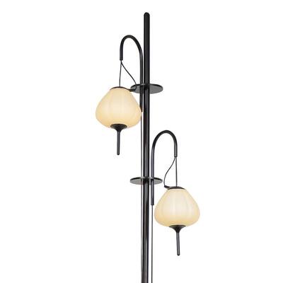 Lecce 70 in. Black Indoor Integrated LED Floor Lamp with Dimmer Switch for Gradual Dimming and 2 Teardrop Glass Shades