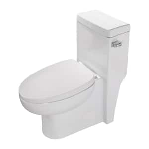 1-Piece 1.28 GPF Single Flush Elongated Toilet in White Seat Included