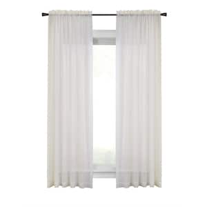 Cote d'Azure Rod Pocket Ivory Polyester Faux Linen 56 in. W x 84 in. L Rod Pocket Indoor Sheer Curtain (Single Panel)