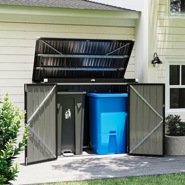 5 ft. W x 2.6 ft. D Trash Can Metal Storage Shed with Chain Lid (15 sq. ft. )