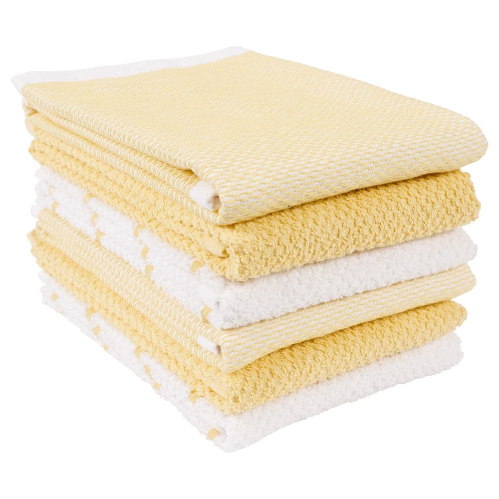 Keeble Outlets - Kitchen Towels, Set of 6, Yellow Stripes, Highly