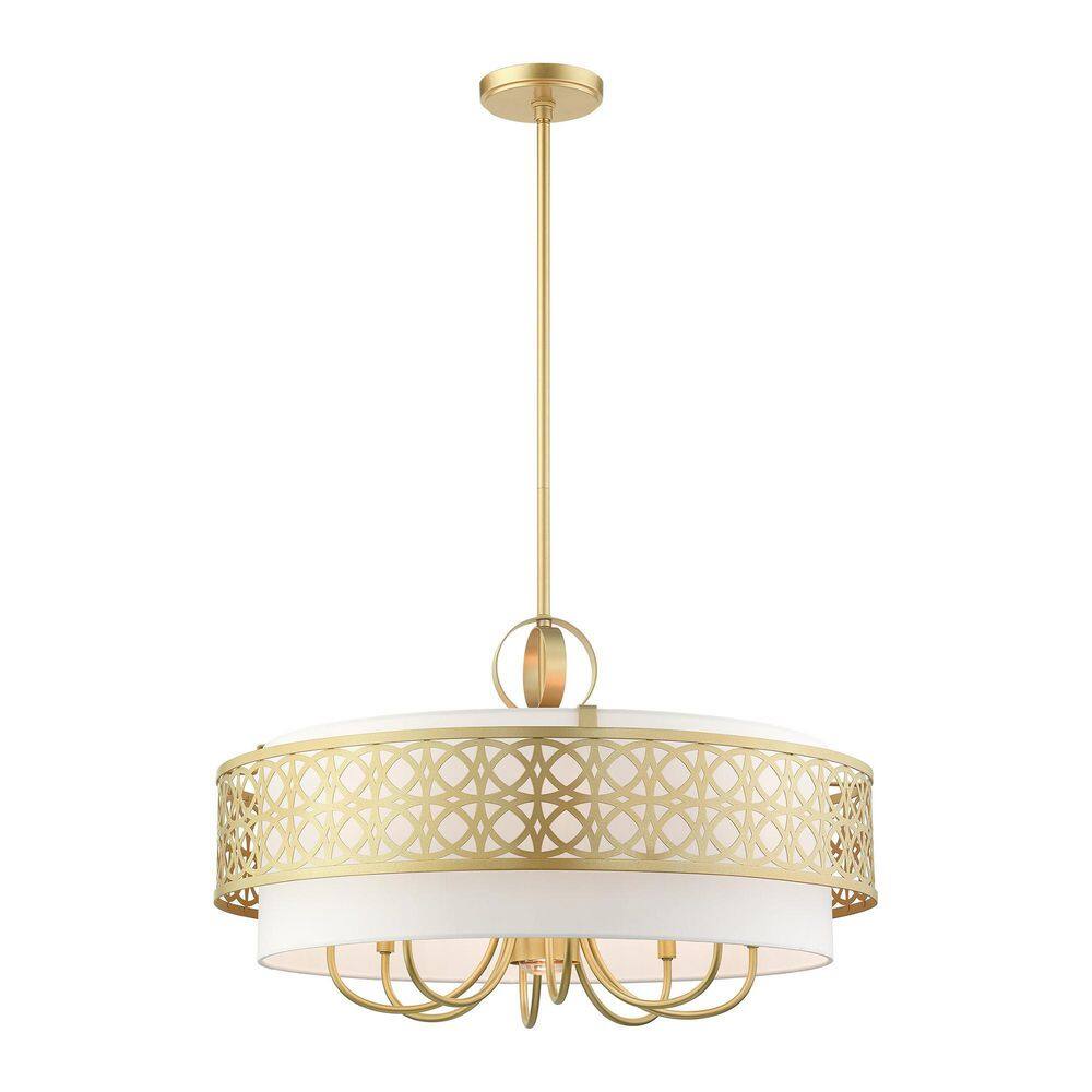 Gold Steel Drum Shade Art Deco Chandelier Light