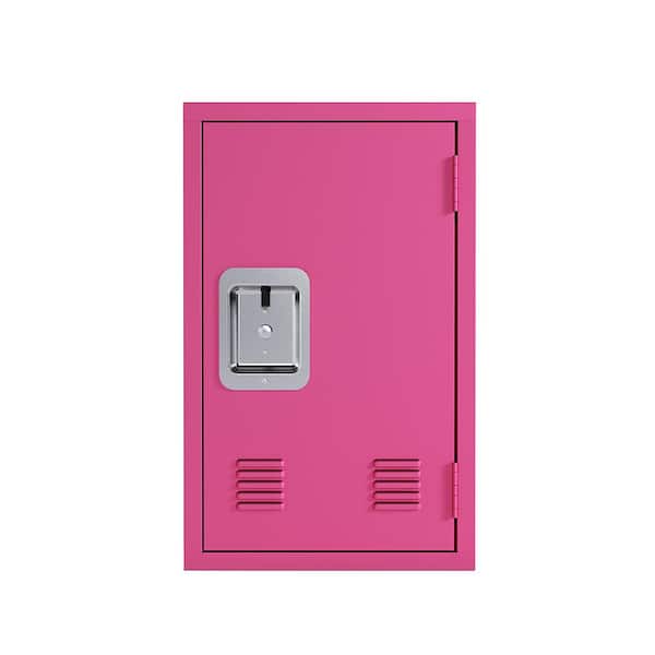 YOFE 1-Tier Steel School Locker in Rose Pink, Detachable Compact Storage Cabinet (15 in. D x 15 in. W x 24 in. H)