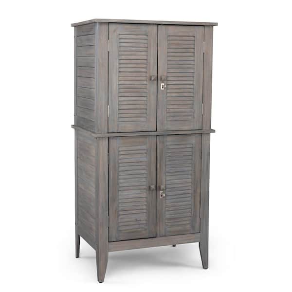 HOMESTYLES Maho 32 in. W x 22 in. D x 64 in. H Wood Grey Storage Cabinet
