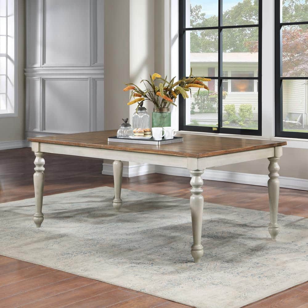 Jennifer White and Brown Reclaimed Wood Dining Table