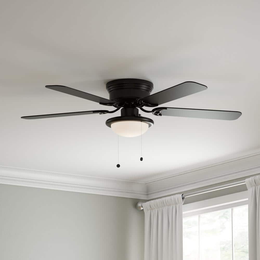 Hampton Bay Hugger 52 LED Indoor Black Ceiling Fan with Light