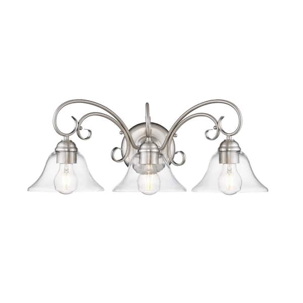 Golden Lighting Homestead 3-Light Pewter Bath Vanity with Clear Glass