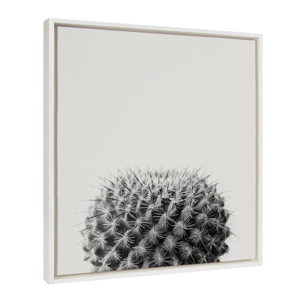 22" x 22" White Framed Cactus Canvas Wall Art
