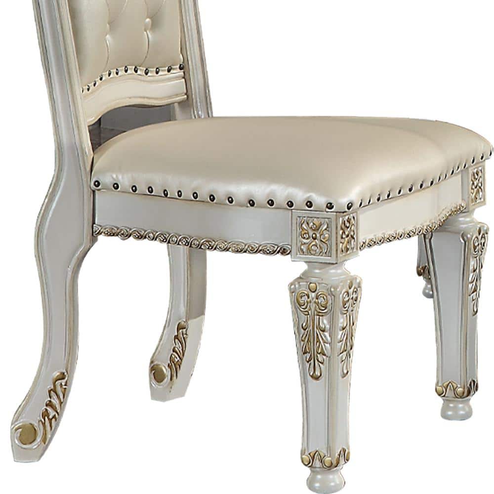 Vendome White and Gold Upholstered Wood Side Chair