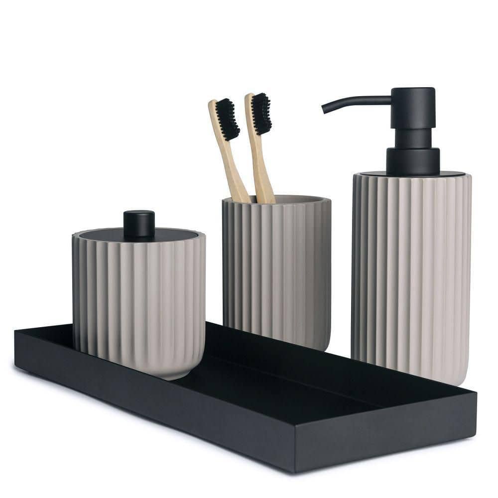 Dracelo 5-Piece Bathroom Accessory Set with Toothbrush Holder, Toothbrush  Cup, Soap Dish, Toilet Brush with Holder in Gray B0B86M4M5B - The Home Depot