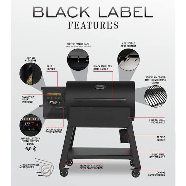 Louisiana Grills 800 Black Label Pellet Grill with WiFi Control in Black-10638 - The Home Depot