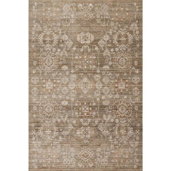Veloria Traditional Woven Floral Washable Brown 4 ft. x 6 ft. Outdoor Area Rug