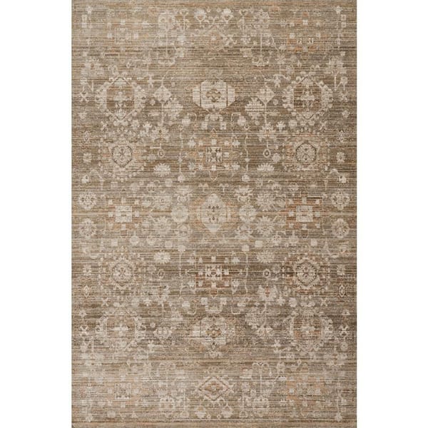 Veloria Traditional Woven Floral Washable Brown 5 ft. x 8 ft. Outdoor Area Rug
