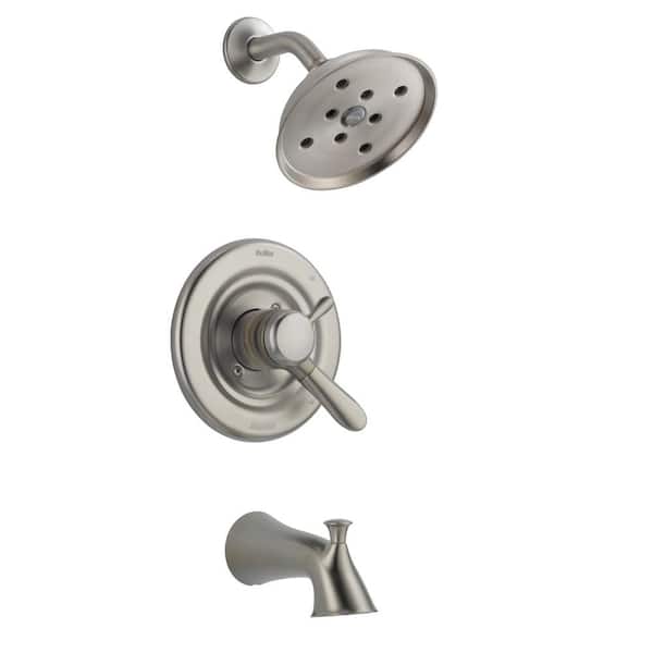 Delta Lahara 1-Handle H2Okinetic Tub and Shower Faucet Trim Kit in Stainless (Valve Not Included)