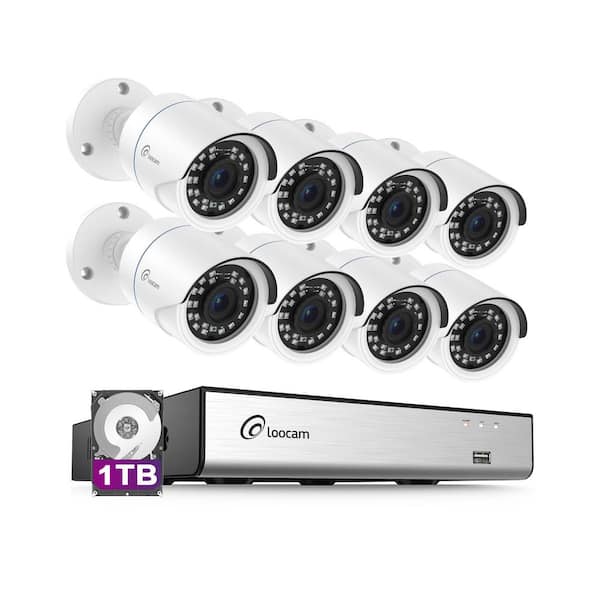 1080P 8 Channel DVR Wired Security Camera System with 1TB Hard Drive, Smart Human Vehicle Detection, Night Vision