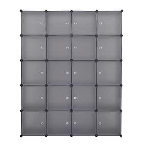 70 in. H x 14.56 in. W x 57.87 in. D Gray Plastic Portable Closet with Cube Organizer