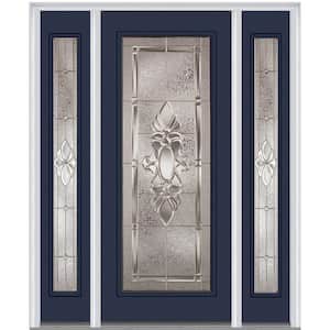 68.5 in. x 81.75 in. Heirlooms Left-Hand Inswing Full Lite Decorative Painted Steel Prehung Front Door with Sidelites