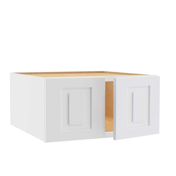 Home Decorators Collection Grayson 27 in. W x 24 in. D x 12 in. H Assembled Plywood Wall Bridge Kitchen Cabinet in Pacific White with Soft Close