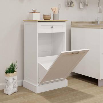 FUNKOL 20 in. W x 14 in.D x 36 in. H in White MDF Ready to Assemble Floor Base Kitchen Cabinet with 1 Drawer LHTrashCabinet3