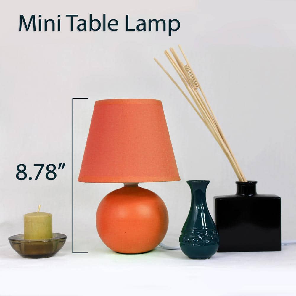 Mini Orange Ceramic Globe Table Lamp with Fabric Shade