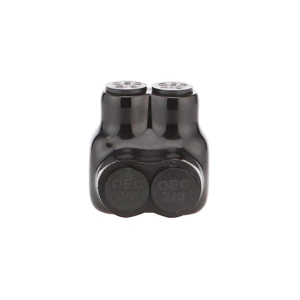 14 AWG to 2/0 AWG Dual-Rated 2-Port 1-Sided Entry Insulated Multiple Tap Connector, Black