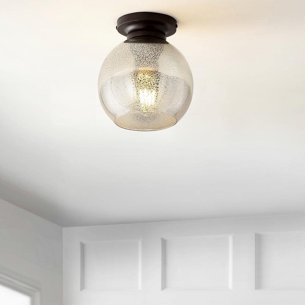 Mercury Silver Glass Dome LED Flush Mount Ceiling Light