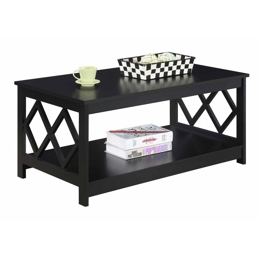 Contemporary Diamond Cut-Out Black Coffee Table