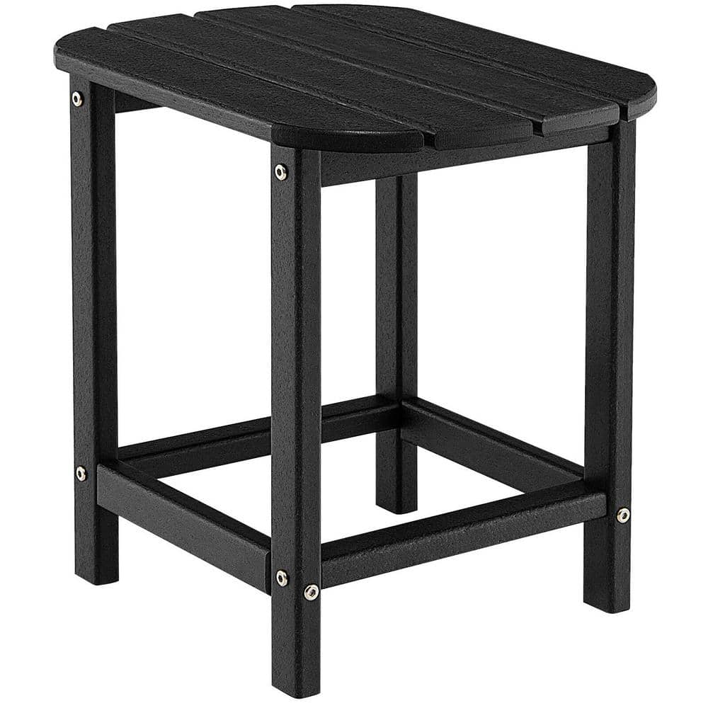 18 Inch Outdoor Plastic Rectangular Side Table, Black
