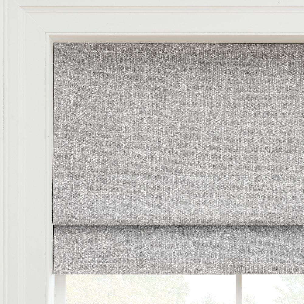 Smoke Gray Cordless Blackout Roman Window Shade, 27" x 64"