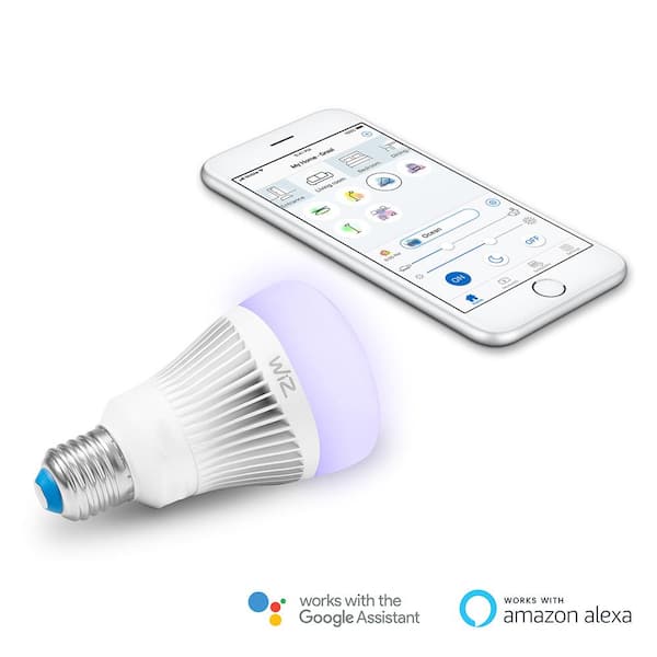 WiZ 60W Equivalent A19 Colors and Tunable White Wi-Fi Connected Smart LED Light Bulb