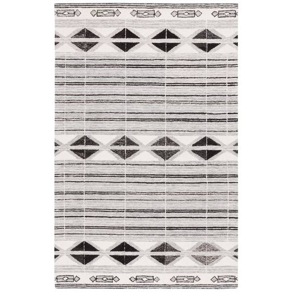 Ebony 4 ft. x 6 ft. Ivory/Gray Tribal Area Rug