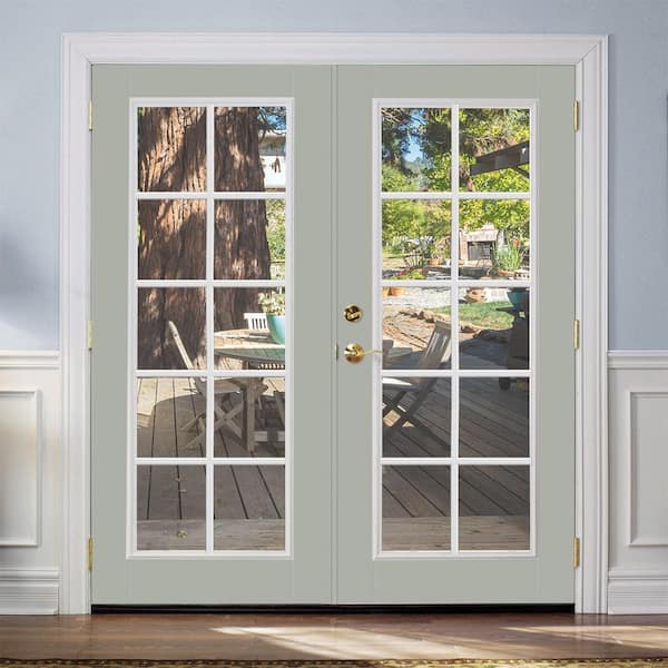 Prehung 10 Lite Primed Smooth Fiberglass Patio Door with No Brickmold