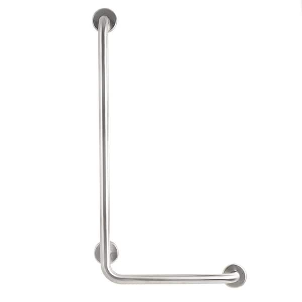CSI Bathware 16 in. x 32 in. Right Hand Vertical Angle Grab Bar in Satin Stainless