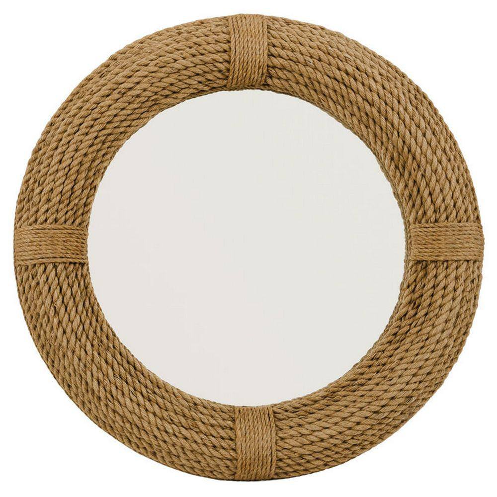 Benjara 39 In. W X 35 In. H Rope Frame Brown And Silver Wall Mirror ...