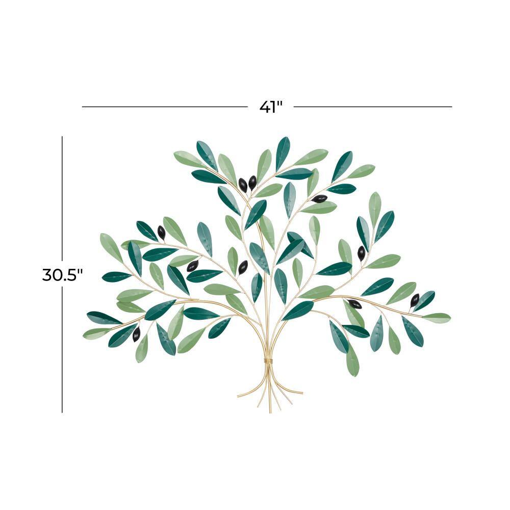 Green and Gold Metal Tree Wall Sculpture, 31" x 40"