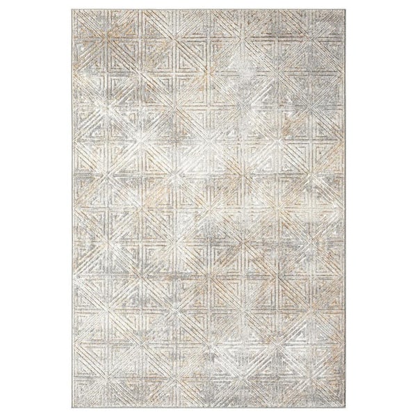 LUXE WEAVERS Florance Collection Modern Moroccan Geometric Gold 5x7 Polypropylene Area Rug