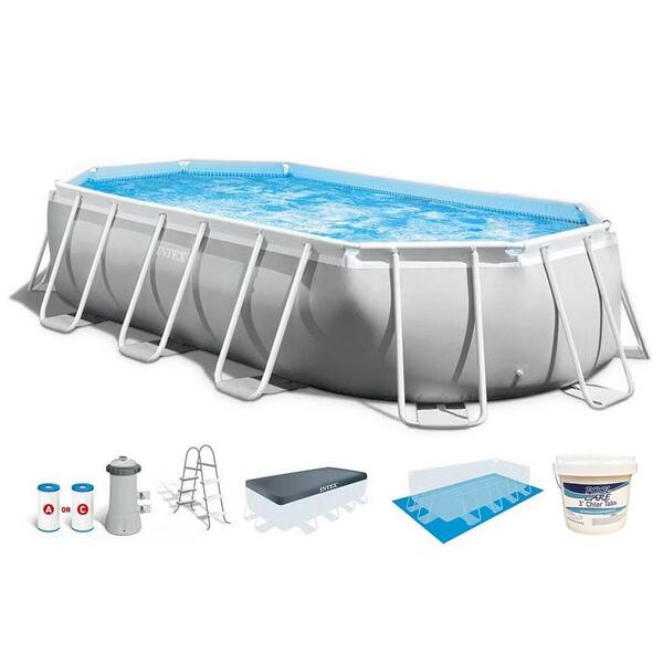 Intex 16.5 ft. x 9 ft. x 48 in. Frame Above Ground Swimming Pool Kit with Chlorine Tabs